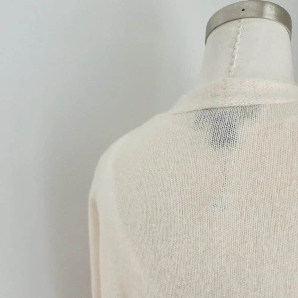 Saks Fifth Avenue 100% Cashmere Cream Cardigan Size: Medium - Picture 8 of 15